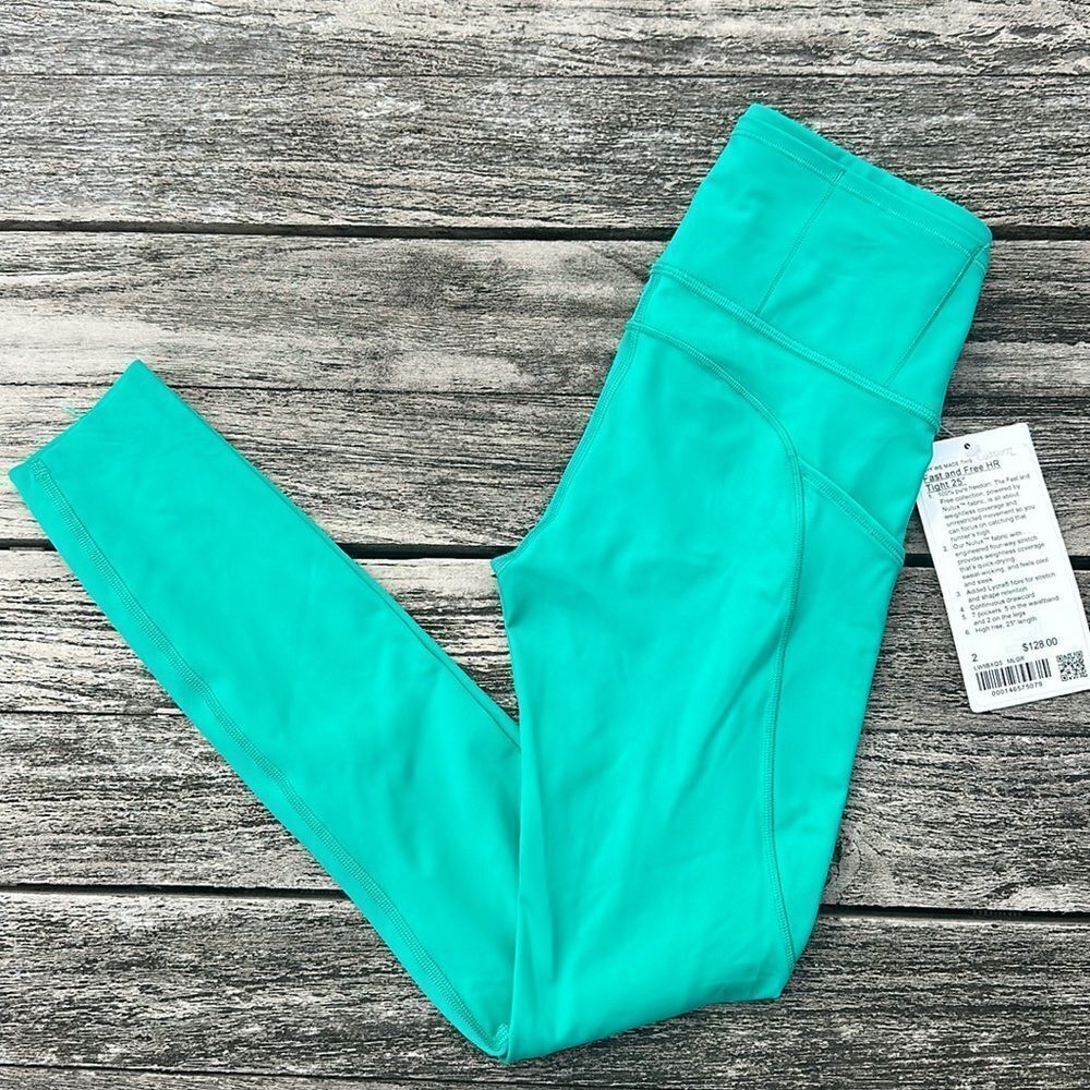 Lululemon Fast and Fre High-Rise Tight 25" Pockets size 2 NWT Maldives GREEN